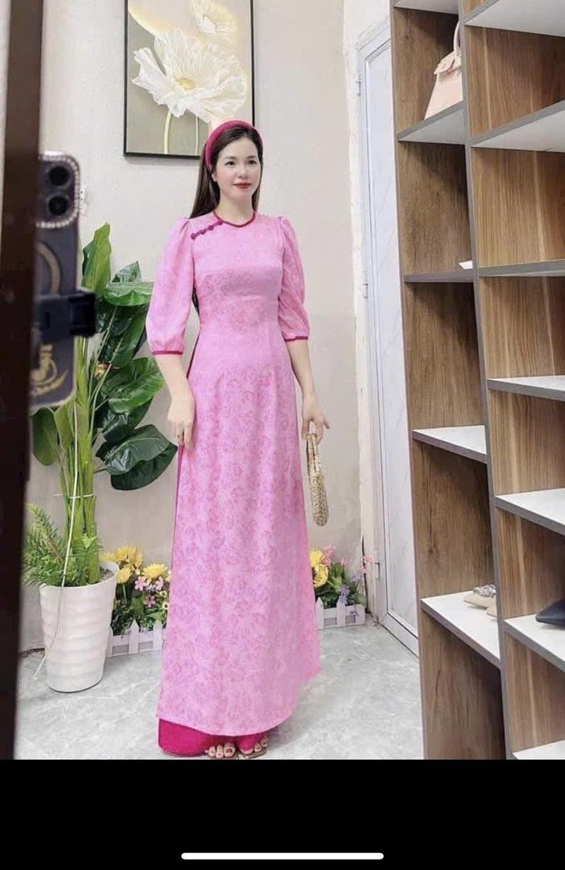 Product Introduction of Áo Dài Gấm Cao Cấp Cao Cấp phối màu thiết kế xinh 18