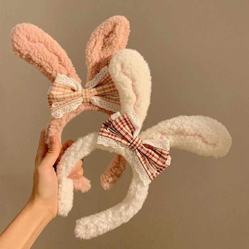 Băng Đô Thỏ, CHANBAEK, Có Tai Thỏ, Thiết Kế Thỏ, Thắt Nơ Hoạt Hình, Thích Hợp Cho Mùa Thu Và Mùa Đông, Đơn Giản, Băng Đô Cài Tóc Mặt, Băng Đô Thỏ, Băng Đô Nhồi Bông, Dây Buộc Tóc Nữ, Với Thiết Kế Thắt Nơ 0