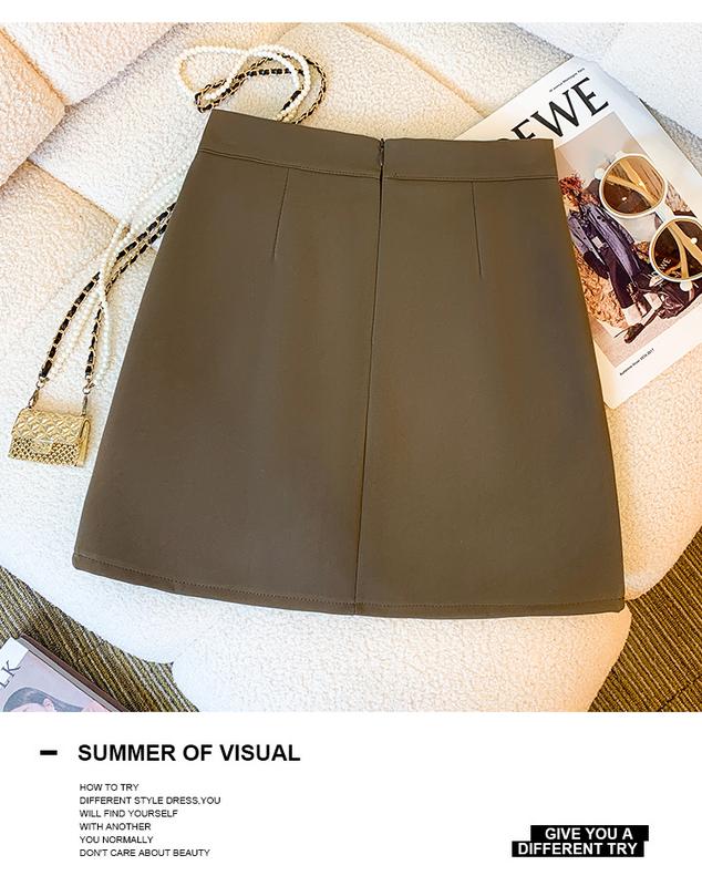 Product Introduction of AMMIN Korean style zipper high waist fashion pleated chiffon skirt Women 2024 Spring Fall retro solid color commuter A-line anti-slip hip wrap one-step dress 9