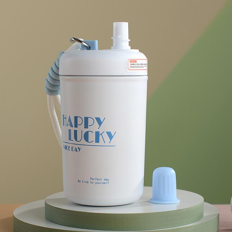 Product Introduction of stainless steel Chihiro thermos cup high appearance level portable thermal insulation with rope straw outdoor accompanying water cup 14
