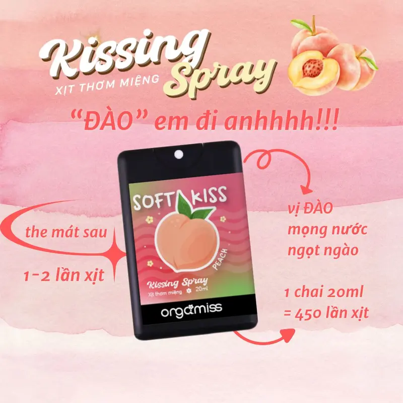 [MUA COMBO TẶNG Body Mist] Xịt Thơm Miệng Kissing Spray ORGAMISS Hương Trái Cây Kẹo Ngọt Thơm Mát Mùi Bạc Hà Dung Tích 20ml Xịt Miệng Cho Nam Nữ 2