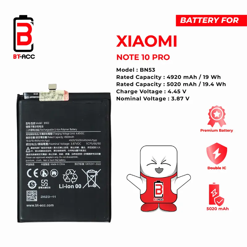 BT-ACC BN53 Battery Baterai Batre For Xiaomi Redmi Note 10 Pro