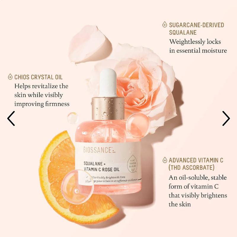 Product Introduction of 【Ready stock】 Biossance Squalane + Copper Peptide Rapid Plumping Serum 50ml//Squalane + Vitamin C Rose Firming Oil 30ML 2