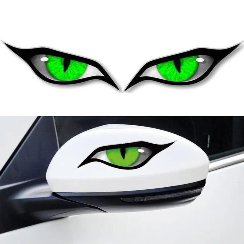 Motorcycle 3D Stereo Reflective Cat Eyes Sticker Rearview Mirror ...