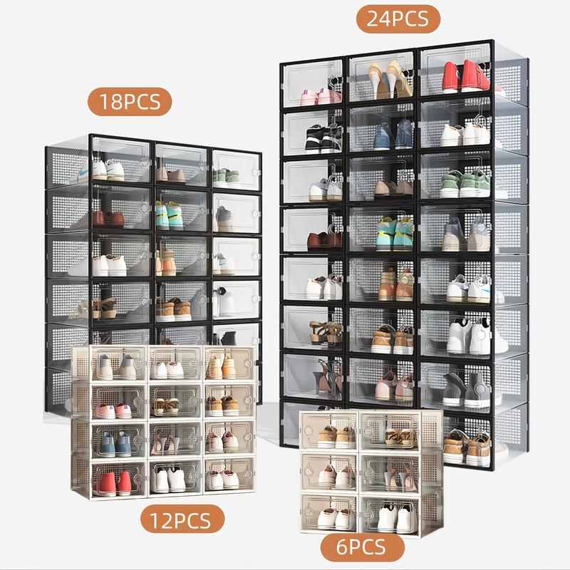 6/12/24 Pieces Transparent Plastic Shoe Boxes with Lids, Foldable and ...