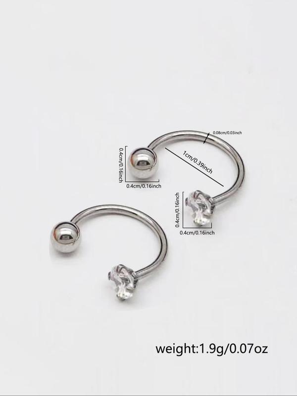C-shaped Artificial Zircon Decor Earrings, 2 Counts Fashionable Ear Cuff Earrings for Women & Girls for Party, Daily Decor, Exquisite Jewelry for Gift 1
