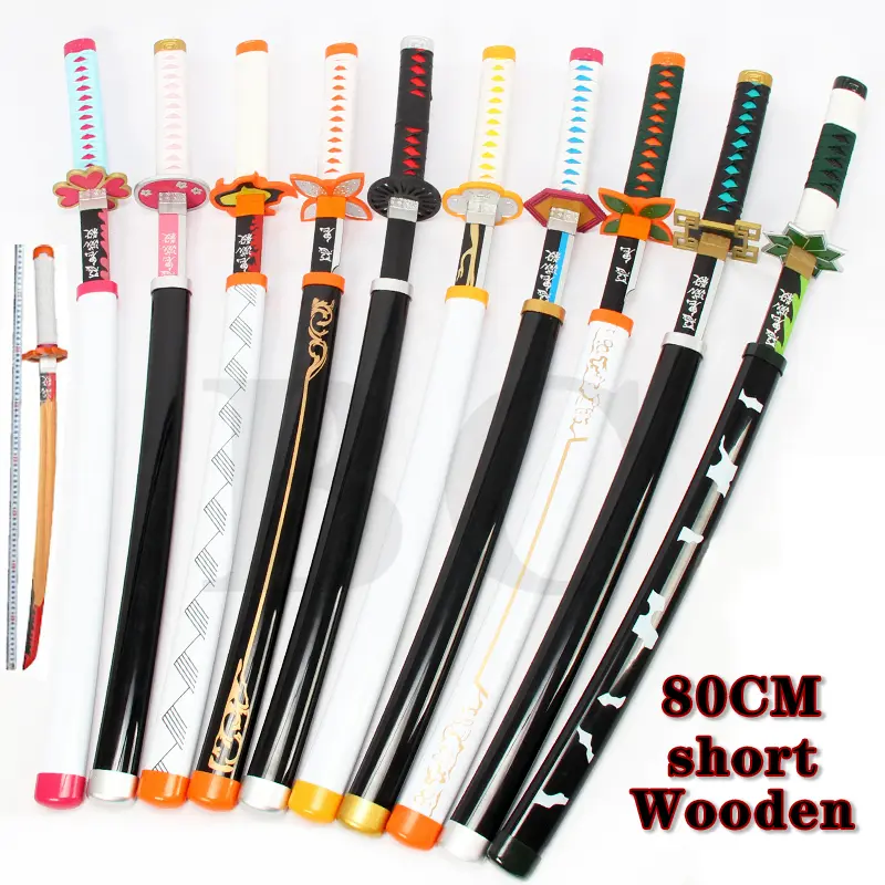 【Wooden 80CM shot 】toy Cosplay Demon Slayerkatana Cosplay 80cm for Gifts No opening front Japanese Anime sword