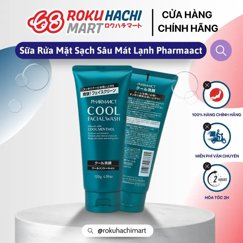 Sữa Rửa Mặt Sạch Sâu Mát Lạnh Pharmaact Cool Facial Wash (130g)