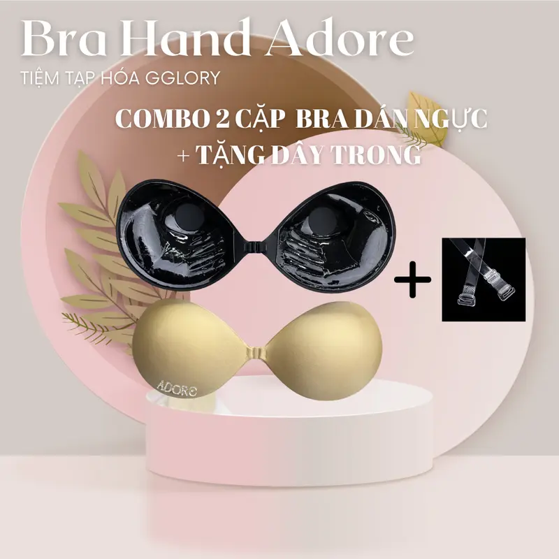[ADORE] Combo 2 Áo Bra Hand Tặng Dây Trong Suốt Nâng Ngực Hình Bàn Tay Tặng Dây Trong Phù Hợp Trang Phục Trễ Vai, Cúp Ngực Nâng Tự Nhiên miếng dán cup 1