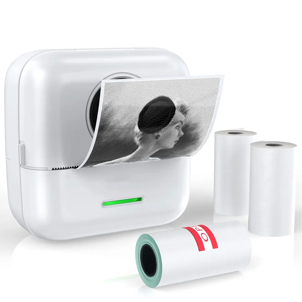 Máy in nhiệt Cầm Tay Kích thước nhỏ, Máy in bỏ túi, Kết nối Bluetooth không dây, Tương thích với điện thoại Android và IOS, Máy in hình ảnh
