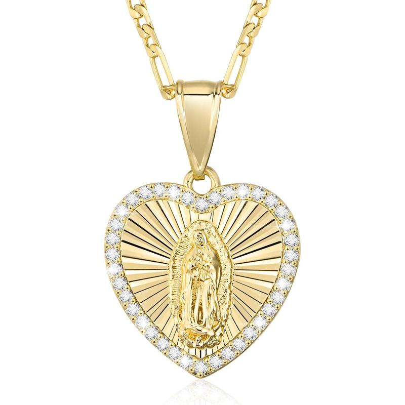 Virgin Mary Necklace for Women, 14K Gold Plated Guadalupe Necklace ...