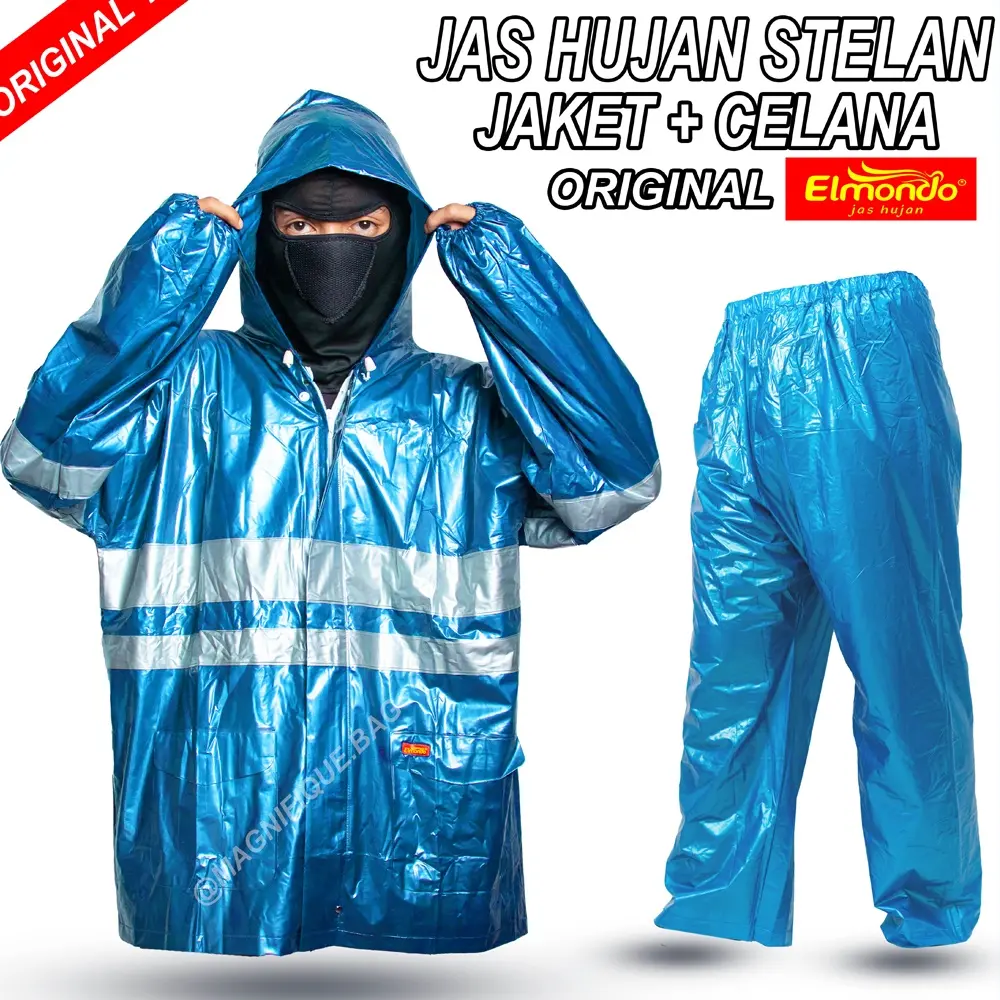 Jas Hujan Elmondo Stardust Jas Hujan Pria Tebal Jas Hujan Stelan Celana Jas Ujan Wanita Dewasa Mantel Hujan Jumbo Murah