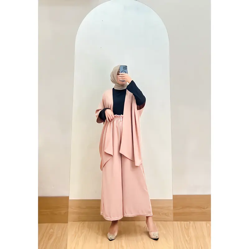 SETELAN OUTER DAN CELANA KULOT CRINKLE||ONESET CRINKLE CANTIK KEKINIAN Airflow Atasan Muslim Wanita 3