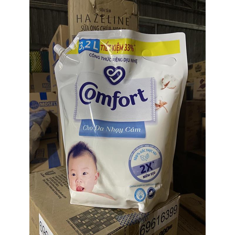 Nước xả vải Comfort em bé cho da nhạy cảm 3.2l mới