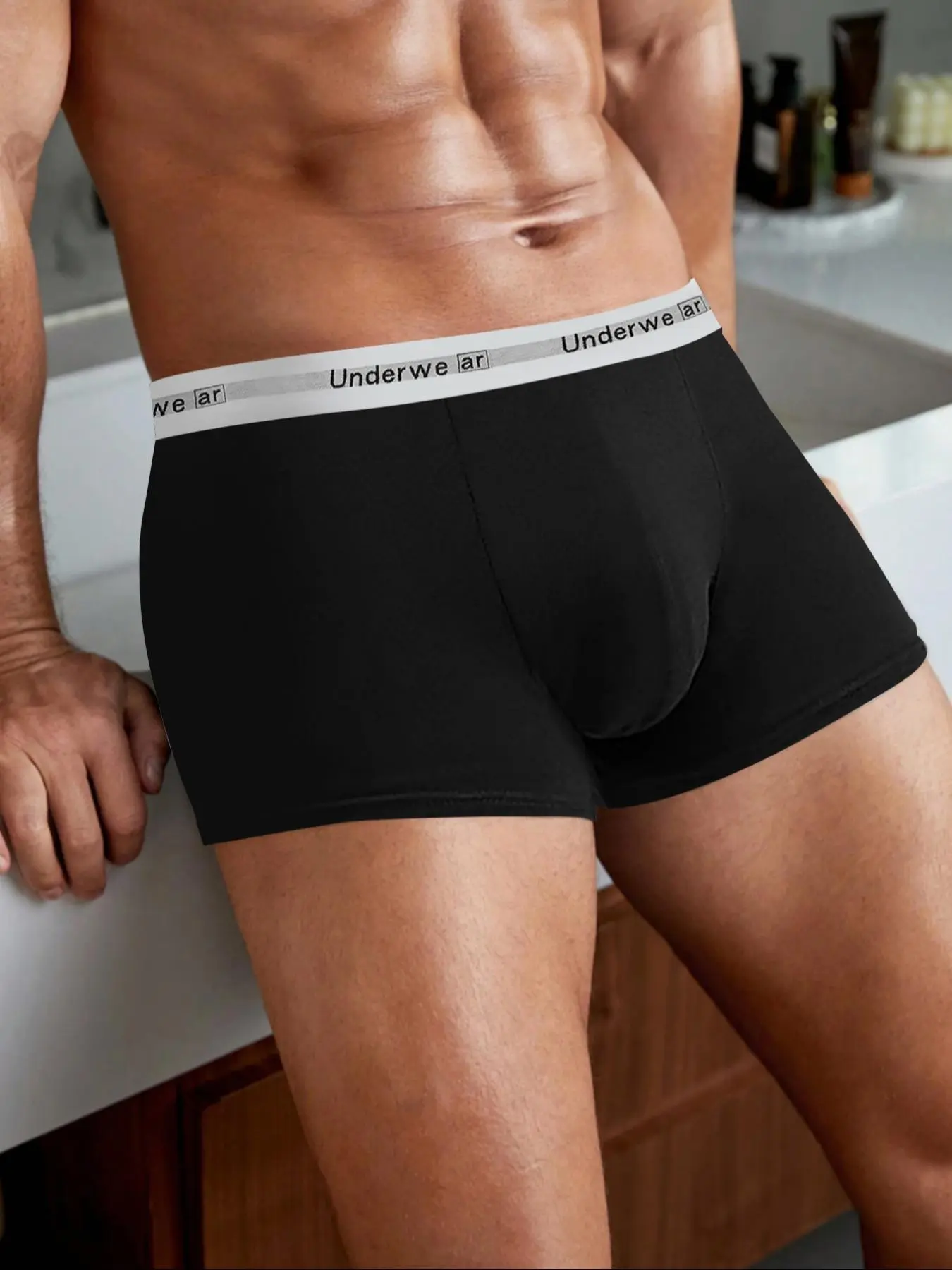 Men's Letter Tape Boxer Brief, Casual Comfy Breathable Underwear for Daily Wear, Men's Underwear for All Seasons