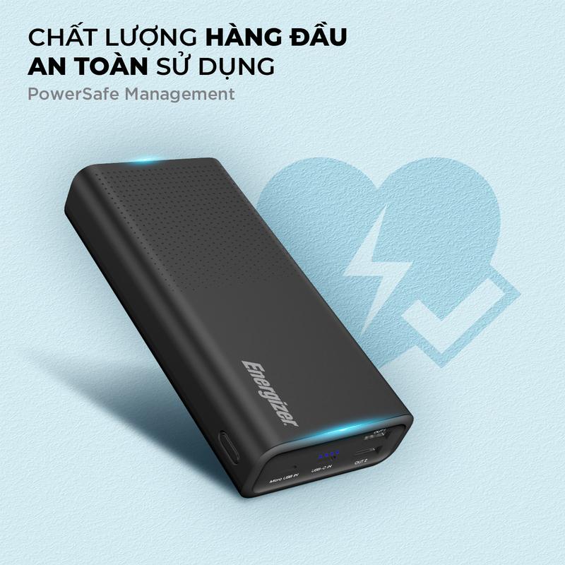 Pin dự phòng Energizer 20000mAh UE20012PQ - tích hợp sạc nhanh 2 chiều, 3 cổng sạc ra tiện lợi - Hàng chính hãng 7