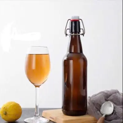 COMBO 5 Chai thuỷ tinh nâu nắp gài 330ml - 500ml chuyên đựng kombucha, bia thủ công