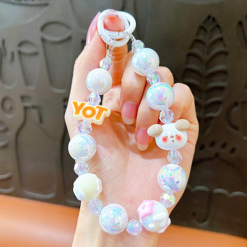 Product Introduction of Sanrio Phone Anti-lost Lanyard Key Short Wrist Pendant Cinnamoroll Kuromi Bead Pendant Women's Hand-held Chain Phone Lanyard 22