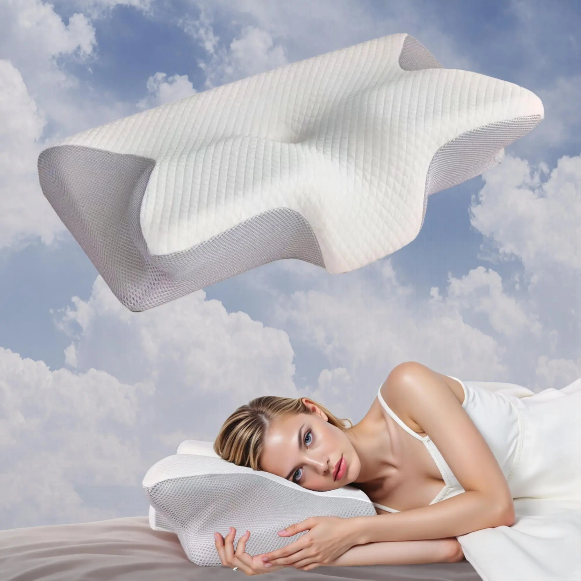 Memory Foam Neck Pillow, Neck Pillow for Sleeping, Sleeping Pillow for Side, Back and Stomach Sleepers, Bedding Supplies for Home Bedroom