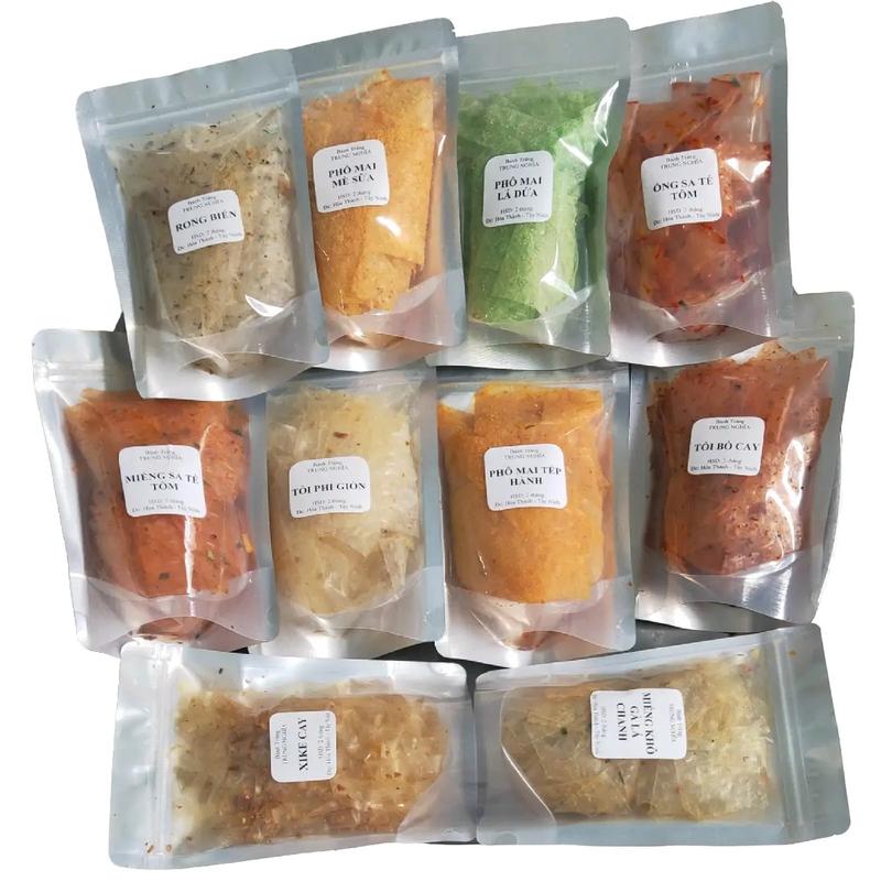 Combo 11 túi bánh tráng gồm 11 vị bánh (mỗi túi 65gr, tổng cộng 11 túi là hơn 700gr) Cay Snack Ăn Vặt Food