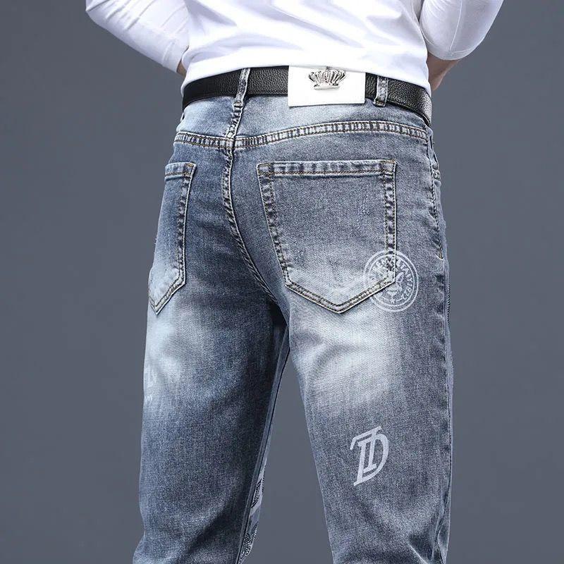 Product Introduction of Quần Dài Denim, Thời Trang Cao Cấp Của Nam Giới, In Hình Kim Cương Giả, Mỏng Vừa Vặn, Mỏng Vừa Vặn, Hàng Mới Về Thu Đông, Quần Dễ Phối Đồ Cho Nam Giới 15