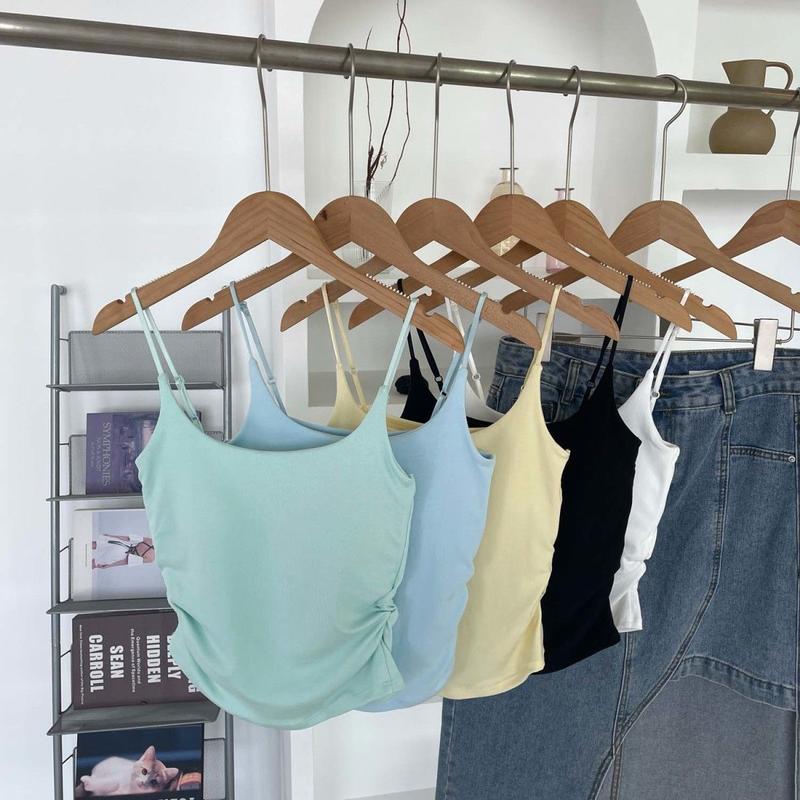 Product Introduction of [ 86k People Collection] Pure Desire Sweet and Spicy Camisole for Women, Inner Wear and Outer Wear, Beautiful Back Strap, Chest Pad, Ruched Design, Slim Fit, Flattering Top for Women 8