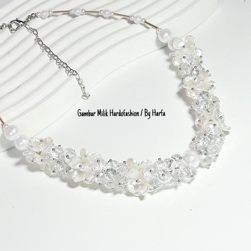 [CLOUDY] PREMIUM BEADS CRYSTAL CHOCKER NECKLACE / KALUNG HIJAB / KALUNG WANITA / KALUNG MUTIARA / KALUNG KRISTAL / KALUNG WISUDA / KALUNG KONDANGAN 0
