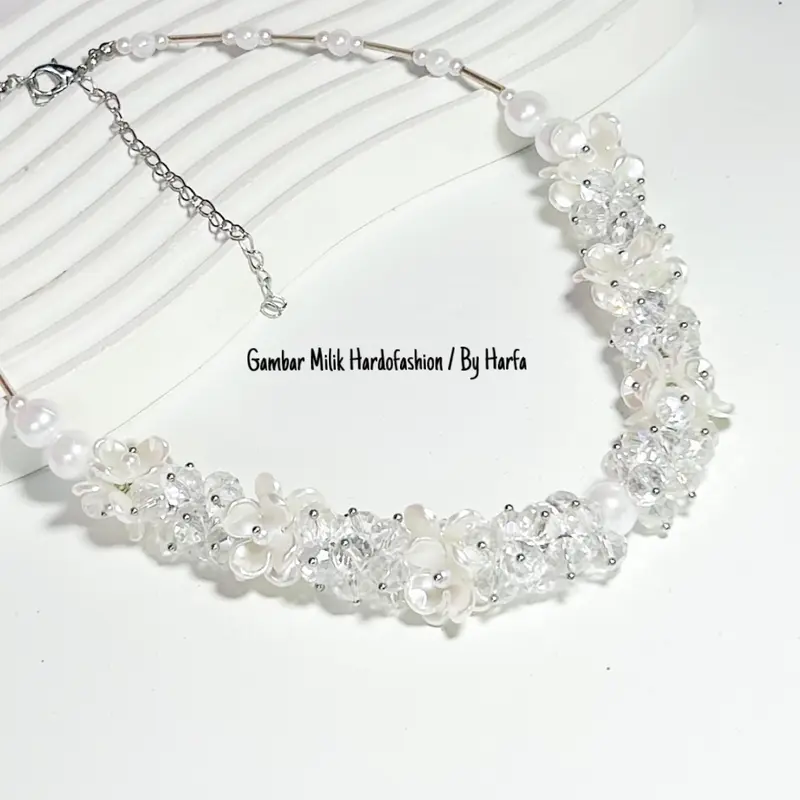 [CLOUDY] PREMIUM BEADS CRYSTAL CHOCKER NECKLACE / KALUNG HIJAB / KALUNG WANITA / KALUNG MUTIARA / KALUNG KRISTAL / KALUNG WISUDA / KALUNG KONDANGAN 0