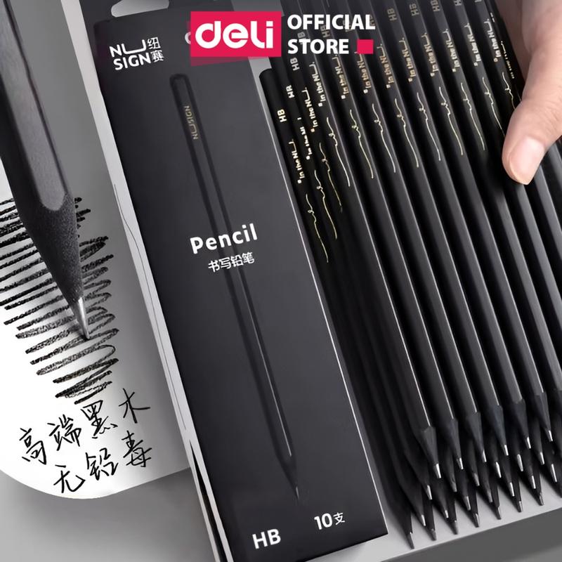 Bút Chì HB 2B Gỗ Đen Nusign Cao Cấp Deli - Chì Đậm Tô Trắc Nghiệm Làm Bài Kiểm Tra Nhạy Với Máy Chấm Thi Học Sinh Văn Phòng