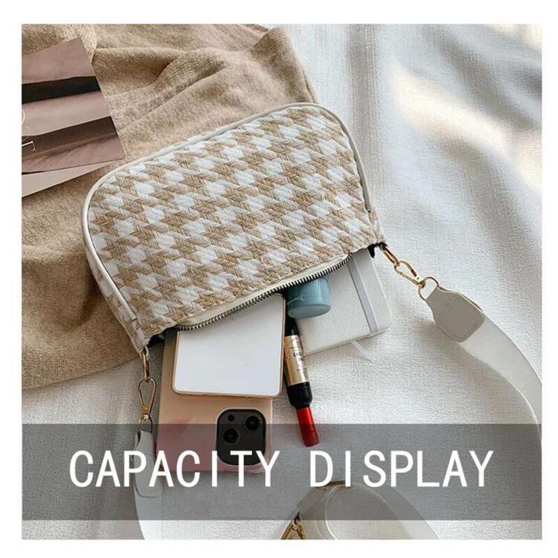 Product Introduction of Female Vintage Plaid Printing Shoulder with Mini Round Purse Pendant Women Casual Small Crossbody Bags 2pcs Composite 7
