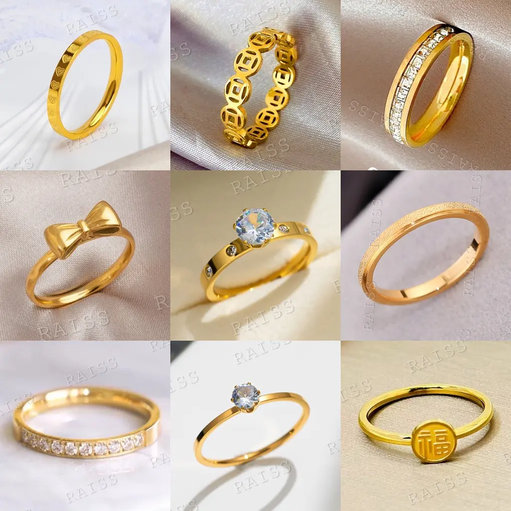 Gold Titanium Ring Stainless Steel Titanium Ring Design With Various Fashionable And Elegant Female Style