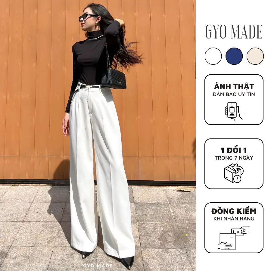 Quần Ống Rộng Nữ GYOMADE (Nhiều Màu) Chất Tằm Tuyết Mặc Thoáng Mát Mềm Rũ Tôn Dáng | GQ003