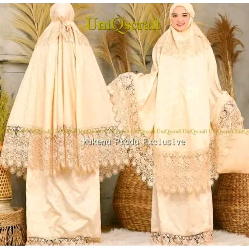 Mukena Sutra Renda Full Warna Cantik - Berkah, Cocok untuk Dipakai Sehari-hari dan Hadiah Orang Tersayang - Atasan, Bordir 5