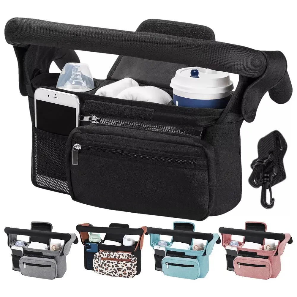 New Large Capacity Baby Stroller Storage Bag Cup Holder Phone Bottle Holder Buggy Organizer Stroller Accessories Mummy Bag Travel