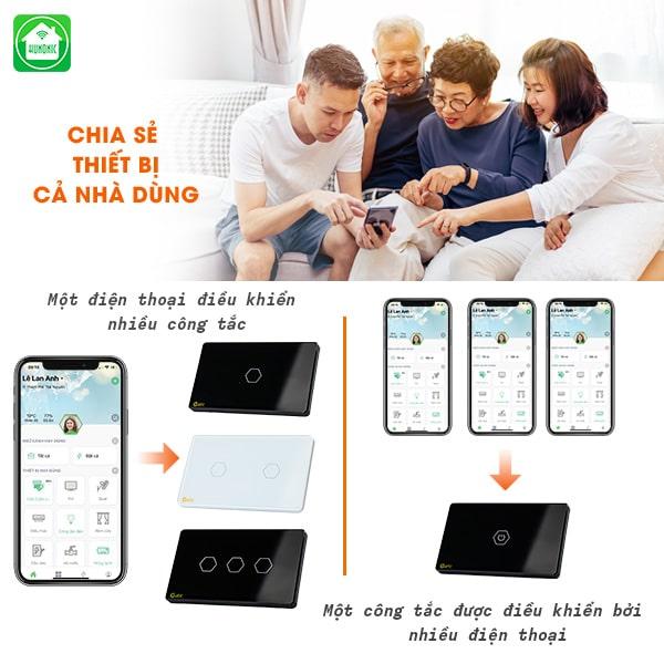 Công Tắc Cảm Ứng Thông Minh HUNONIC DATIC 1 Nút Đen/Trắng Điều Khiển Từ Xa Bằng Điện Thoại Wifi - Chính hãng Bluetooth Bảo hành của nhà sản xuất 7