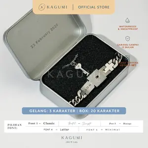KAGUMI Initial - Silver Lock Bracelet | Gelang Gembok Custom Titanium Couple (Pre-order)