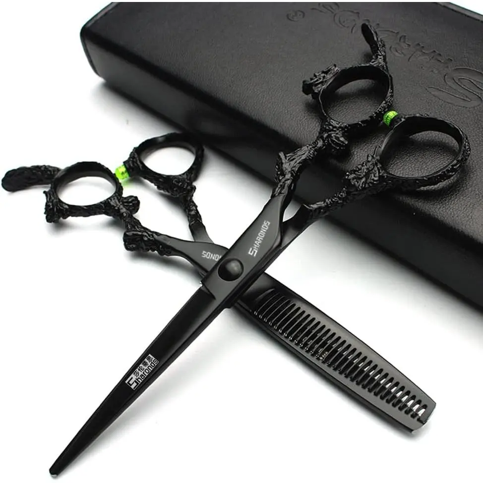 6-inch professional hairdresser, straight and set scissors, 440C salon scissors (2-piece set) Haircare Steel Stainless Steel Heatless