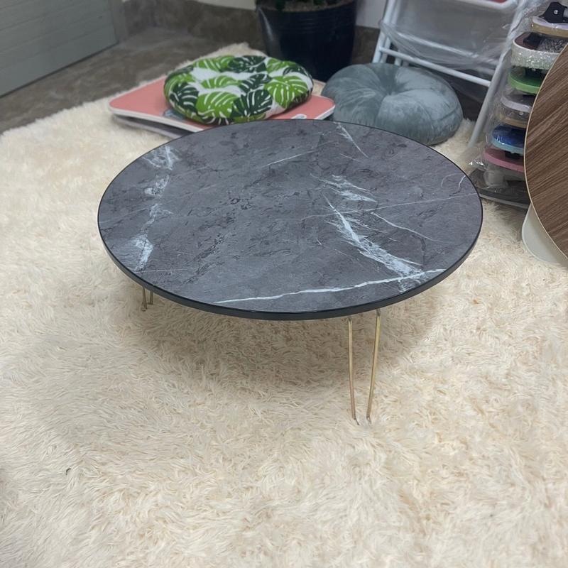 Bàn Tròn Decor Mặt MDF Chân Sắt Gấp Gọn