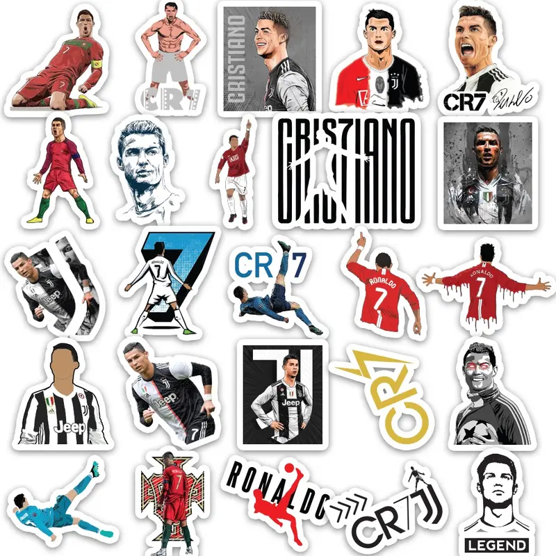 Set 50 cái Sticker Ronaldo CR7 dán mũ bảo hiểm, hình dán Ronaldo chống nước, decal hình cầu thủ Ronaldo 1