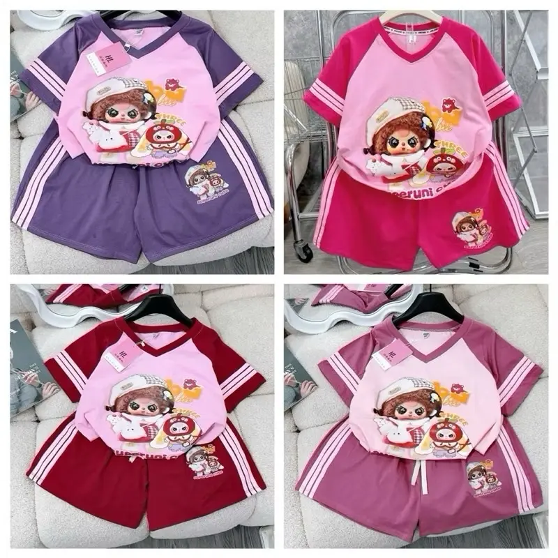 (30-50kg) Bộ quần áo phối VIỀN KẺ baby three size đại cồ cho bé gái