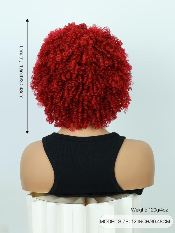 1 Piece 12 Inch Short Coily Wigs For Women, Gorgeous Fluffy Wigs With Bangs, Synthetic Wigs For Party, Daily Use 1