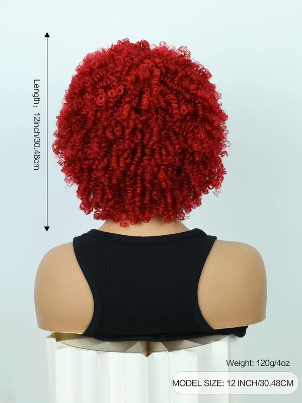 1 Piece 12 Inch Short Coily Wigs For Women, Gorgeous Fluffy Wigs With Bangs, Synthetic Wigs For Party, Daily Use 1