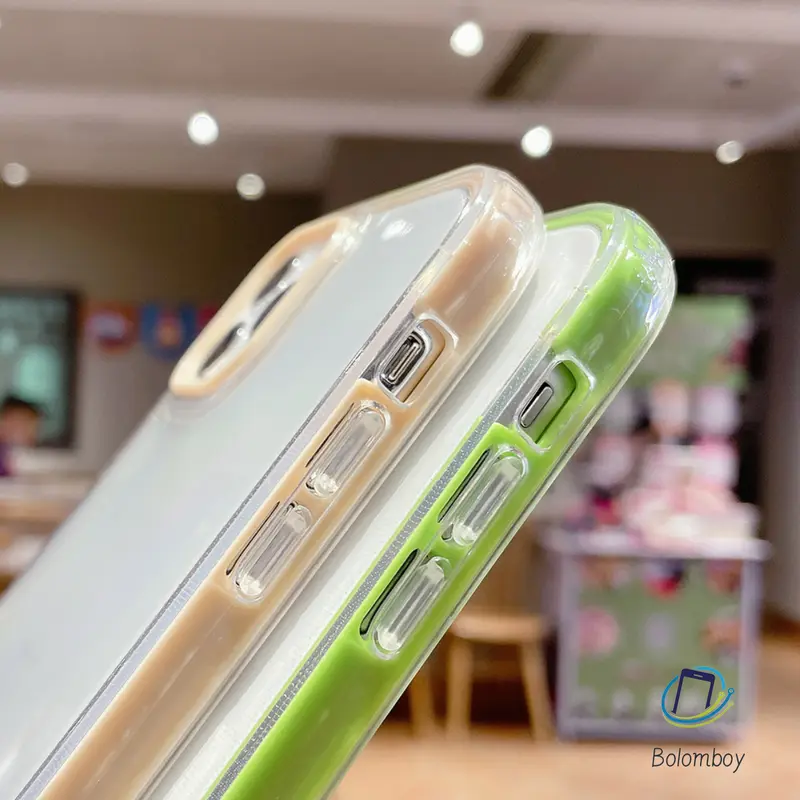 Ốp Điện Thoại Trong Suốt TPU Khung Đơn Giản Màu Macaroon, Thiết Kế 3 Trong 1, Tương Thích Với iPhone 11, 12, 13, 14, Pro Max, Mini, 6, 7, 8 Plus, X, XS Max, XR, SE, Chống Sốc Và Chống Thấm Nước, Ốp Lưng Điện Thoại Trong Suốt 6