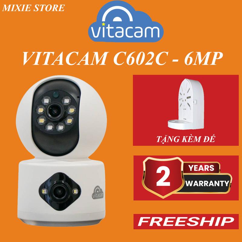 TẶNG KÈM CHÂN ĐẾ Camera VITACAM C602C - 6MP - Camera 2 mắt trong nhà l Cảnh báo chuyển động l Đàm thoại 2 chiều l Bảo hành 2 năm camera imou dk2