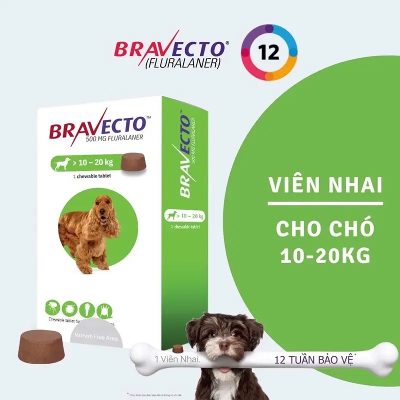 Thuốc điều trị ghẻ, viêm da, nấm Bravecto hiệu quả sau 14 ngày