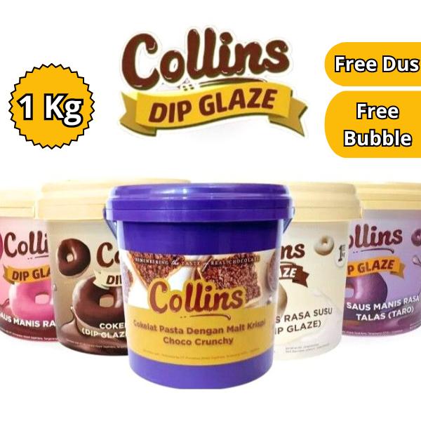 Collins Choco Crunchy 1 kg / Collins Dip Glaze / Collins Coklat / Collins Strawberry Susu Tiramisu Green Tea Taro 1 Kg 1