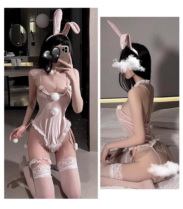 Product Introduction of [Discount] Pure Desire Bunny ~ Sweet Velvet Bunny Uniform Underwear Seduction Braces Jumpsuit Sexy Pajamas Christmas 8