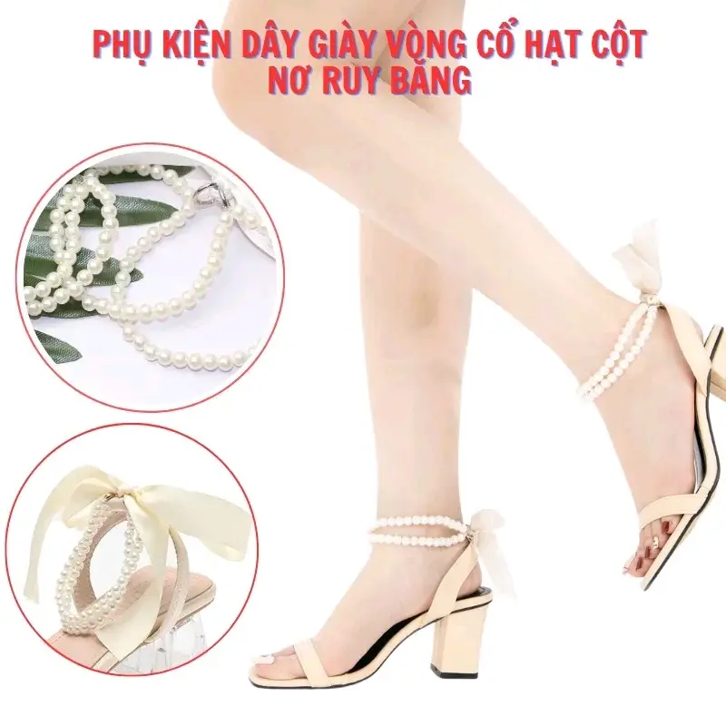 Quai giày vòng ngọc thắt nơ ruy băng đủ màu thay thế các loại dây giày gót chân Shoes Nữ Cao Su Có Quai 2