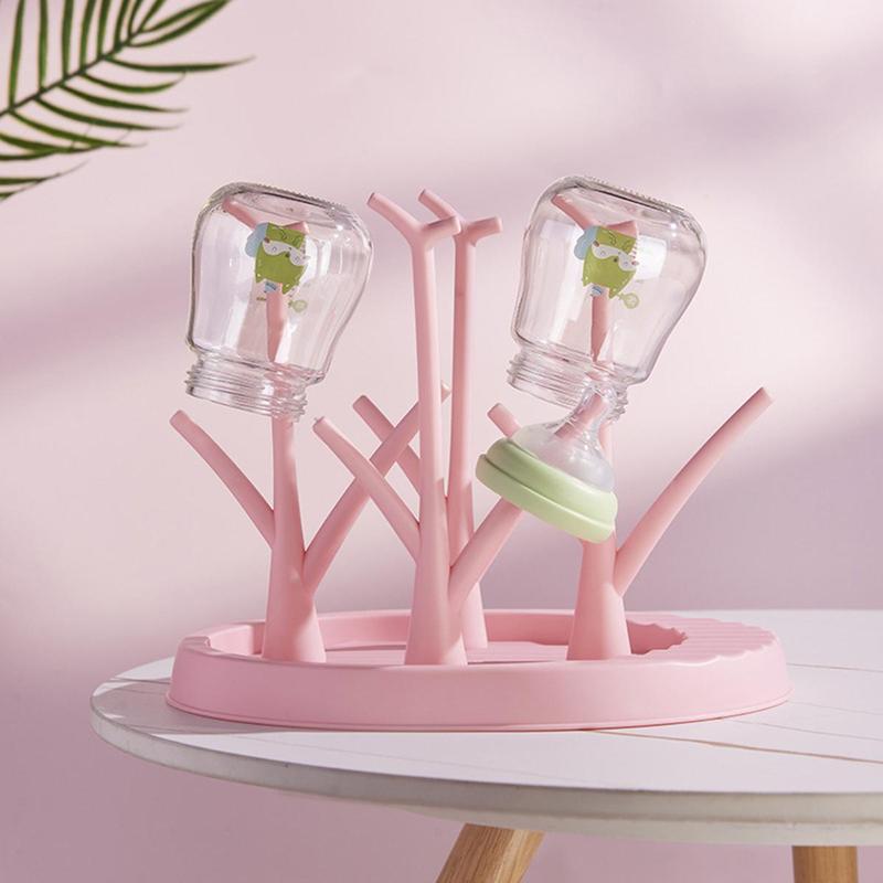 Baby Bottle Dryer Tree Bottle Dryer Rack with Tree Shape Design Stable Baby Bottle Holder with Non-Slip Base and Storage for Travel 5