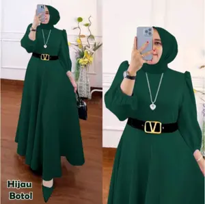 Gamis Wanita Muslimah Elegant Mewah Kondangan Free Belt Crinkle Airflow Premium Polos Muslim Lembut Dress  Remaja  Dewasa Lebaran Pesta Simple maxi Panjang